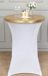 30” Belly Bar Table w/ White & Gold Cover