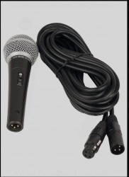 Wired handheld mic with 20 ft. cable (XLR plug)