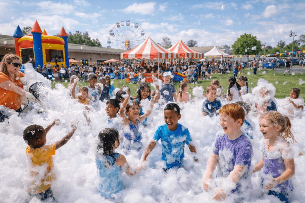 Foam fun at the school carnival Foam Parties in Encinitas